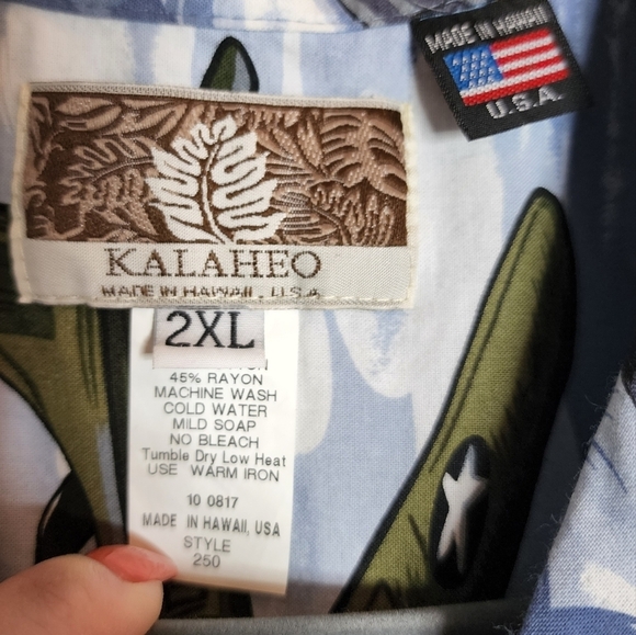 KALAHEO Airplane Fighter Bomber Hawaiian Shirt Short Sleeve Button Down Size 2XL - Picture 4 of 16